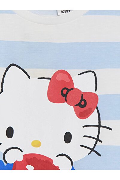 LC Waikiki Μπλουζάκι για κορίτσια με στάμπα Hello Kitty σε μπλε λαιμόκοψη