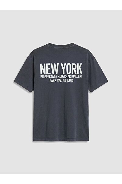 LC Waikiki Gray New York Printed Oversize Women's T-Shirt