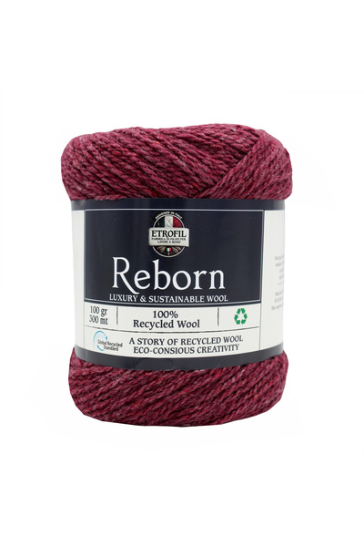 Etrofil Fir de tricotat Reborn Burgundy închis 100% Lână reciclată 100g 300m ...