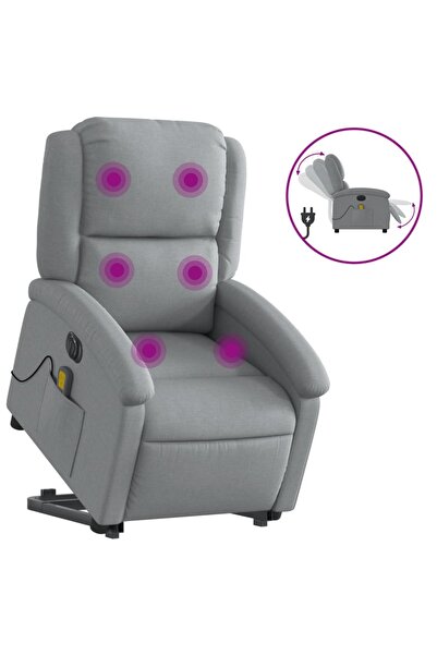 vidaxl Fotoliu electric masaj rabatabil cu ridicare, gri închis textil