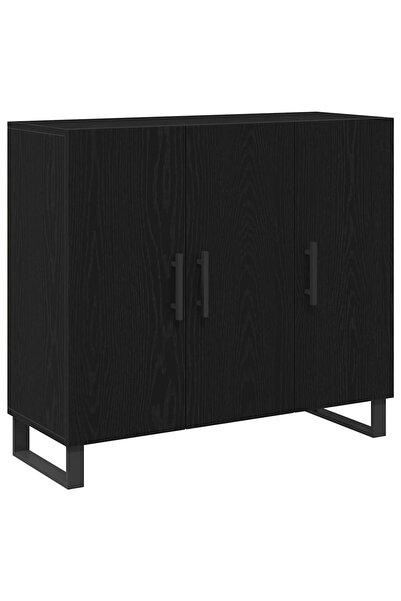 vidaxl Bufet Stejar Negru 90 x 34 x 80 cm Lemn compozit