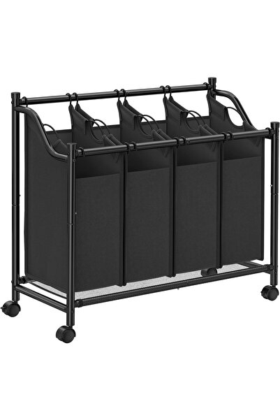 SONGMICS Laundry Hamper with 4 Detachable Bags, Metal Frame on Wheels, 4x35L,...