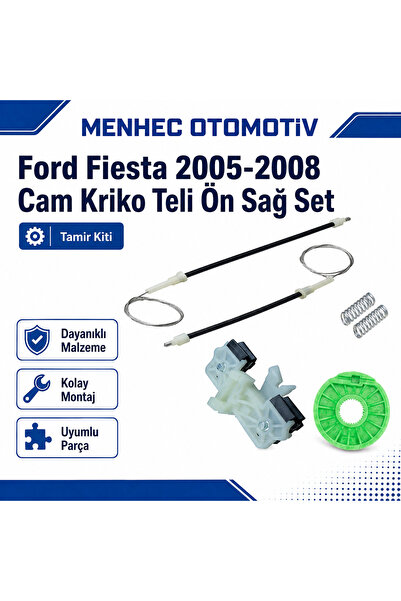 Menhec Otomotiv Ford Fiesta Ön Sağ Cam Kriko Teli Tamir Seti 2005-2008 Uyumlu...
