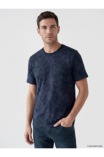 LC Waikiki Vizyon New Season Crew Neck Patterned Combed Cotton Men's T-Shirt