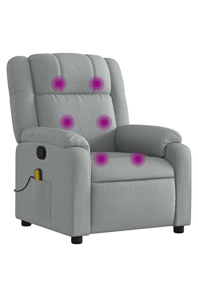 vidaxl Fotoliu de masaj rabatabil, gri deschis, textil