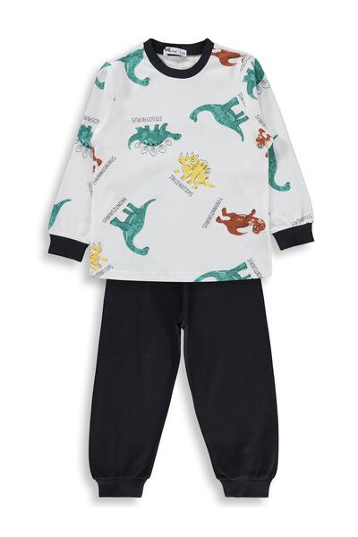 Civil Boys Dinosaur Printed Pajama Set for 2-5 Years Old - Gray