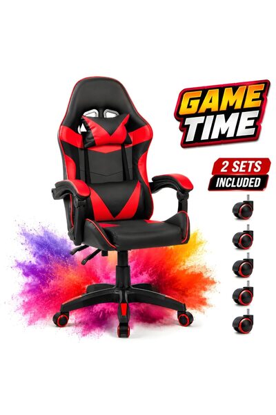 Kdhome Scaun Gaming Ergonomic ShadowStrike GX1, 2 Seturi Roti Incluse, Piele ...