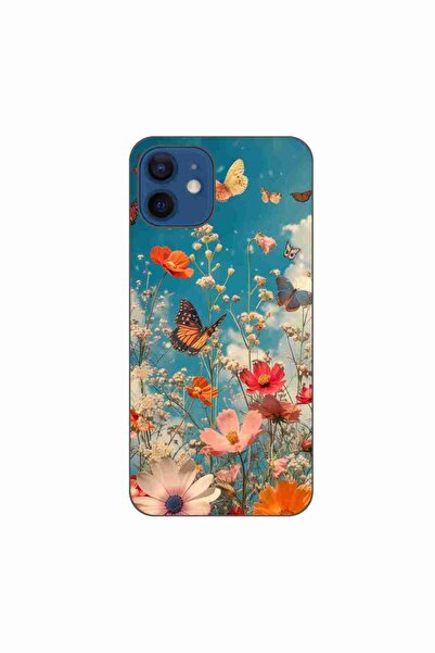 OEM Husa compatibila cu Apple iPhone 12 Silicon Gel Tpu Model Flori si Fluturi
