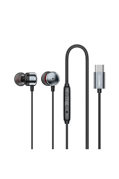 Recci REP-L38 Ενδοωτικά ακουστικά handsfree με βύσμα USB-C (Ασημί)