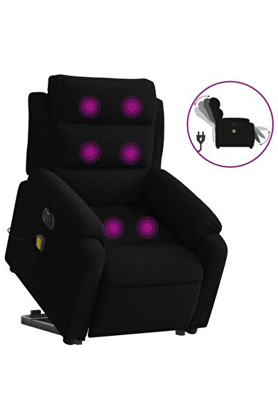 vidaxl Fotoliu electric de masaj rabatabil cu ridicare, negru, catifea