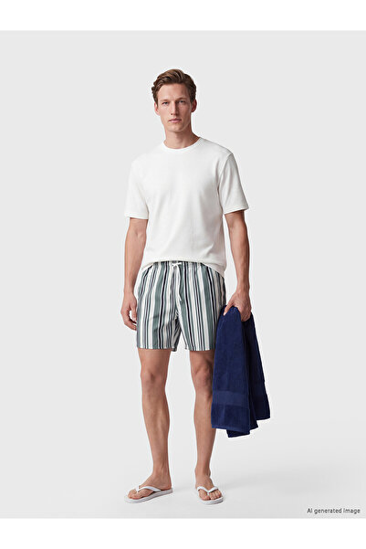 LC Waikiki Nevavm Short Length Striped Men's Swim Shorts with Difference
