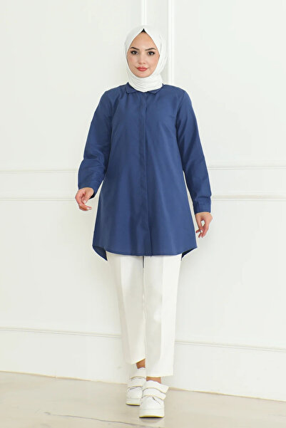 TATULA Classic Hidden Button Boyfriend Shirt