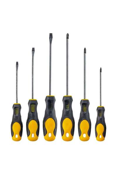 Duravel Professional Screwdriver Set, 6-Piece, Black and Yellow Comfort Grip ...