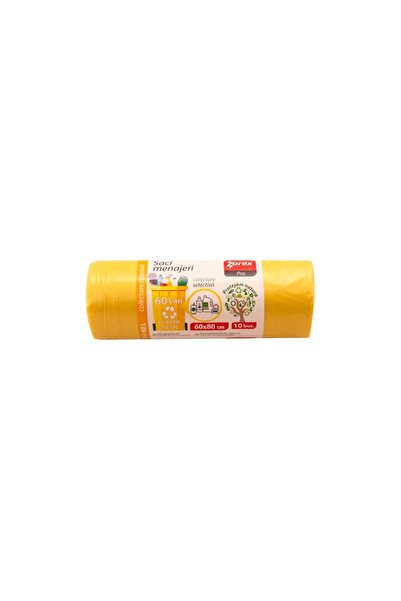 ZOREX Saci colectare selectiva, galben, Zorex, 60L, 10/rola, pret pentru 50 role