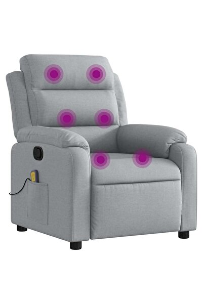 vidaxl Fotoliu de masaj rabatabil, gri deschis, textil