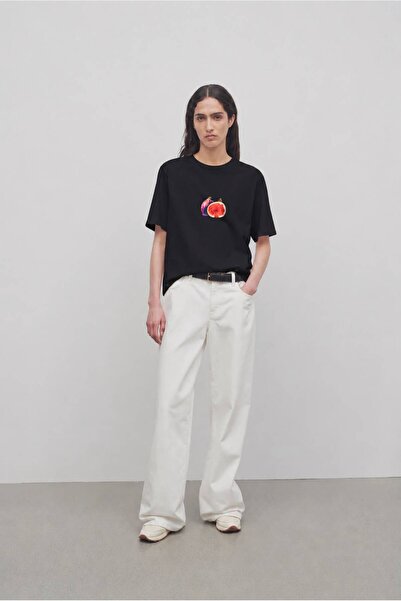 Hira Clothing Casual Style Minimal Βαμβακερό T-Shirt με στάμπα σύκα