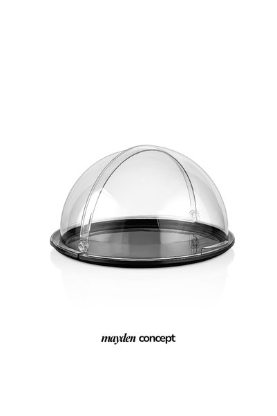 Mayden Concept وعاء تقديم دائري من البولي كربونات مقاس 350 مم، مقاوم للكسر والصدمات، مع غطاء قابل للطي، لتقديم الكيك والبسكويت ووجبات الإفطار