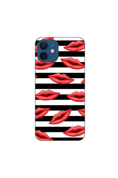 OEM Husa compatibila cu Apple iPhone 12 Silicon Gel Tpu Model Striped Kisses