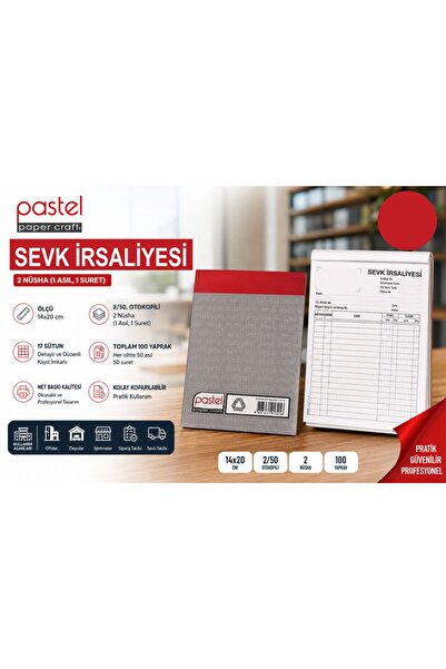 pastel paper craft Sevk İrsaliyesi 14x20 cm 2/50 (50 asıl 50 suret 100 yaprak...