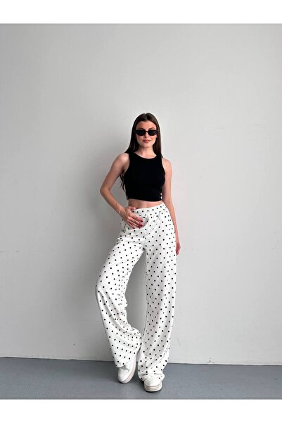Royteks Fashion Puantiyeli Kadın modal kumaş pantolon eşofman