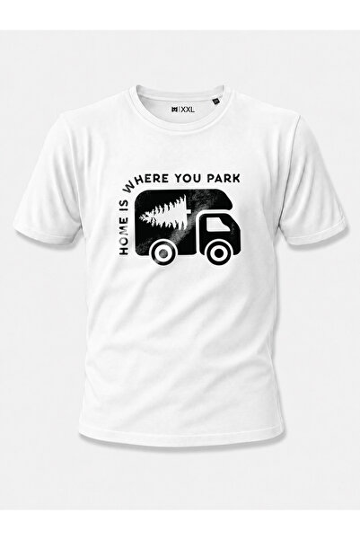 North Whiskers "Home Is Where You Park" Caravan Printed 100% Cotton Navy Blue...
