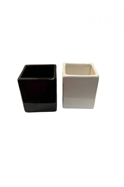 OEM Ceramic Flower Pot Cube 6cm*6cm*8cm Black