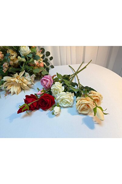OEM Rose Thread 2 Flowers and 1 Bud Velvet Salmon