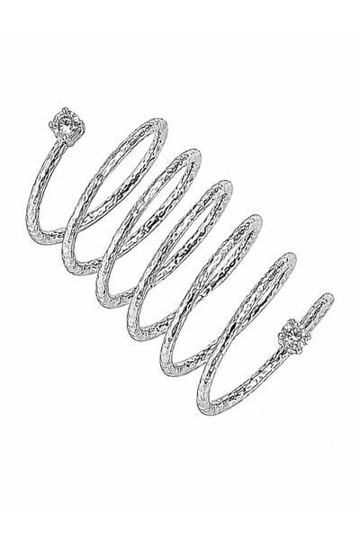Sense of Atelier Sorelia Altın Kaplama Spiral Taşlı Yüzük-Silver