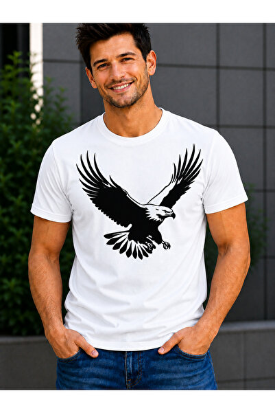 VODEXA Men's Oversize T-Shirt Eagle Printed 100% Cotton T-Shirt Comfortable Fit