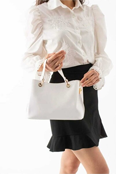 ÖZÜM ÇANTA Women's Long Strap Hand Shoulder Crossbody Bag White