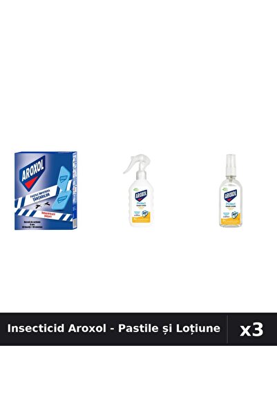 Aroxol Set 3 Insecticid - Pastile 30 buc, Loțiune 200ml, 85ml - Protecție Ant...