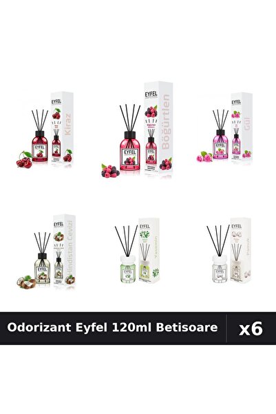 Eyfel Set 6 Odorizante Camera Betisoare - 6 Arome Asortate, 120ml Parfum Intens