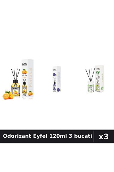 Eyfel Set 3 Odorizant Camera Betisoare 120ml - Portocala, Zambile, Iasomie