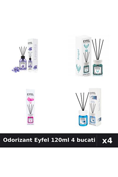 Eyfel Set 4 Odorizant Camera Betisoare 120ml - Lavanda, Angel, Bubble Gum, Co...
