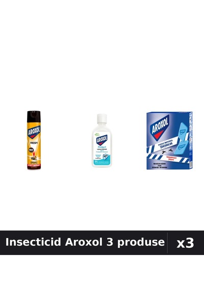 Aroxol Set 3 Insecticid - Spray 400ml, Loțiune Repelent 85ml, Spirale 30buc