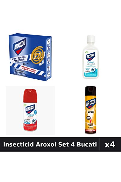 Aroxol Set 4 Insecticid - Pastile, Loțiune, Spray 100ml, 400ml - Protecție Co...