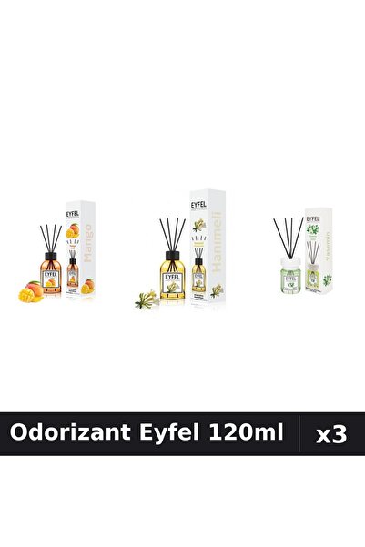Eyfel Set 3 Odorizant Camera Betisoare 120ml - Mango, Iasomie, Mâna Maicii