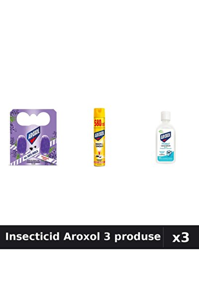 Aroxol Set 3 Insecticid - Pastile, Spray 580ml, Loțiune Repelent 85ml - Prote...