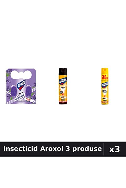 Aroxol Set 3 Spray Insecticid 400ml + 580ml + Pastile Anti-Insecte - Protecti...