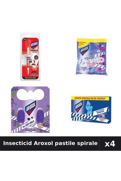 Aroxol Set 4 Insecticid Pastile Spirale - 2, 20, 60 bucati, 5g - Anti-Insecte...