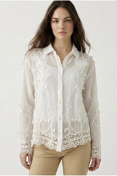 Neden Tekstil Bohemian Cotton Stylish Lace Embroidered Shirt