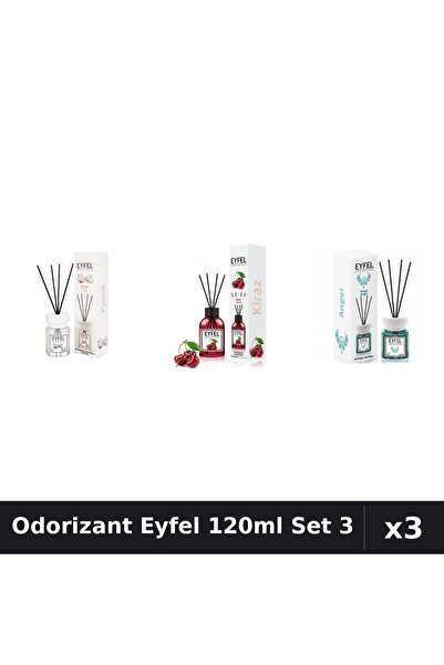 Eyfel Set 3 Odorizant Camera Betisoare 120ml - Bumbac, Cireșe, Angel