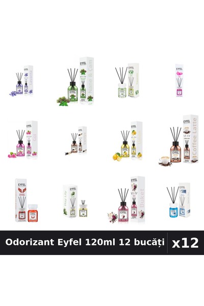 Eyfel Set 12 Odorizant Camera Betisoare 120ml - 12 Arome Asortate Parfum Intens