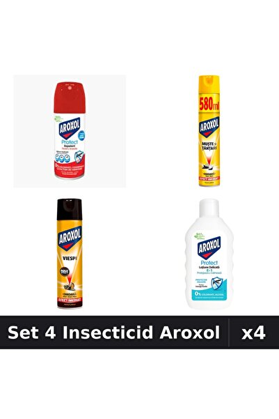 Aroxol Set 4 Produse Anti-Insecte - Loțiune Repelent Insecte Aroxol, Spray In...