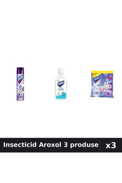 Aroxol Set 3 Insecticid - Spray 250ml, Loțiune 85ml, Spirale 20buc - Protecți...