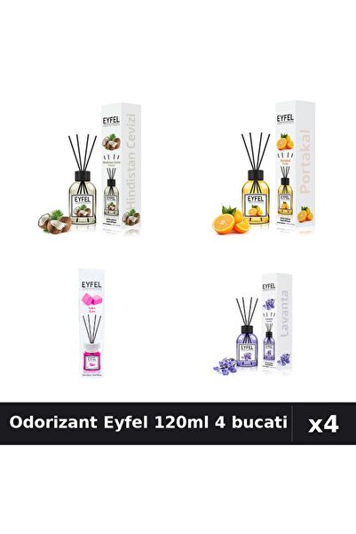 Eyfel Set 4 Odorizant Camera Betisoare 120ml - Nuca Cocos, Portocala, Bubble ...