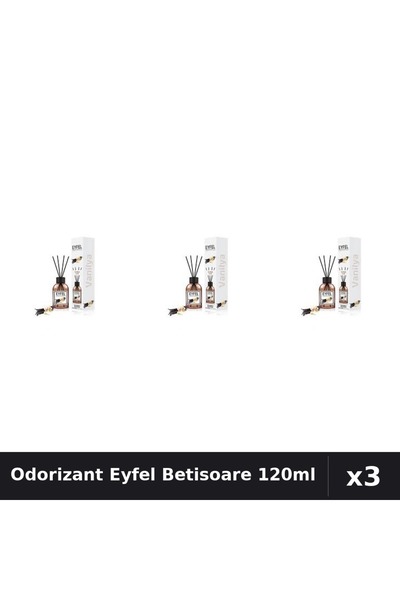 Eyfel Set 3 Odorizant Camera Betisoare Vanilie 120ml - Parfum Intens Casa