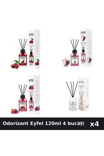 Eyfel Set 4 Odorizant Camera Betisoare 120ml - Cireșe, Bouquet, Fructe Pădure...