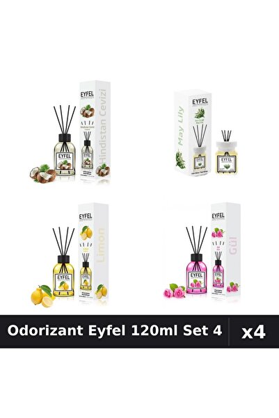 Eyfel Set 4 Odorizant Camera Betisoare 120ml - Nuca Cocos, Lacramioare, Lamai...