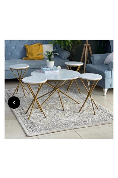 Tables 5-Piece Table Set with Marble Wood Surface